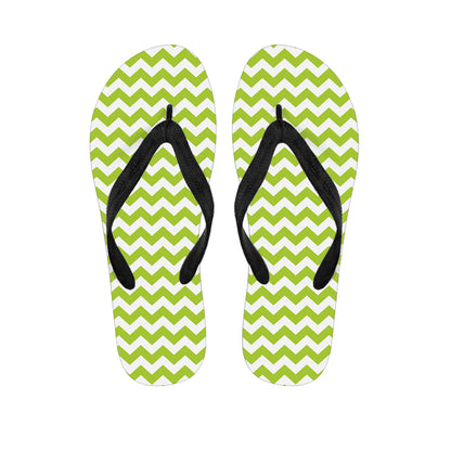 Lime Green And White Chevron Print Flip Flops