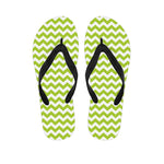 Lime Green And White Chevron Print Flip Flops