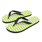 Lime Green And White Chevron Print Flip Flops