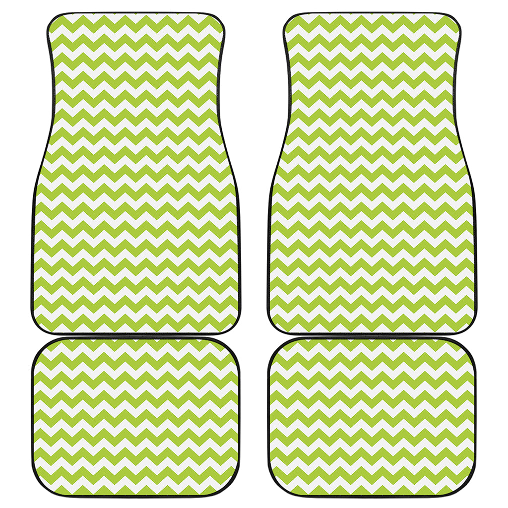 Lime Green And White Chevron Print Front and Back Car Floor Mats