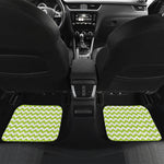 Lime Green And White Chevron Print Front and Back Car Floor Mats