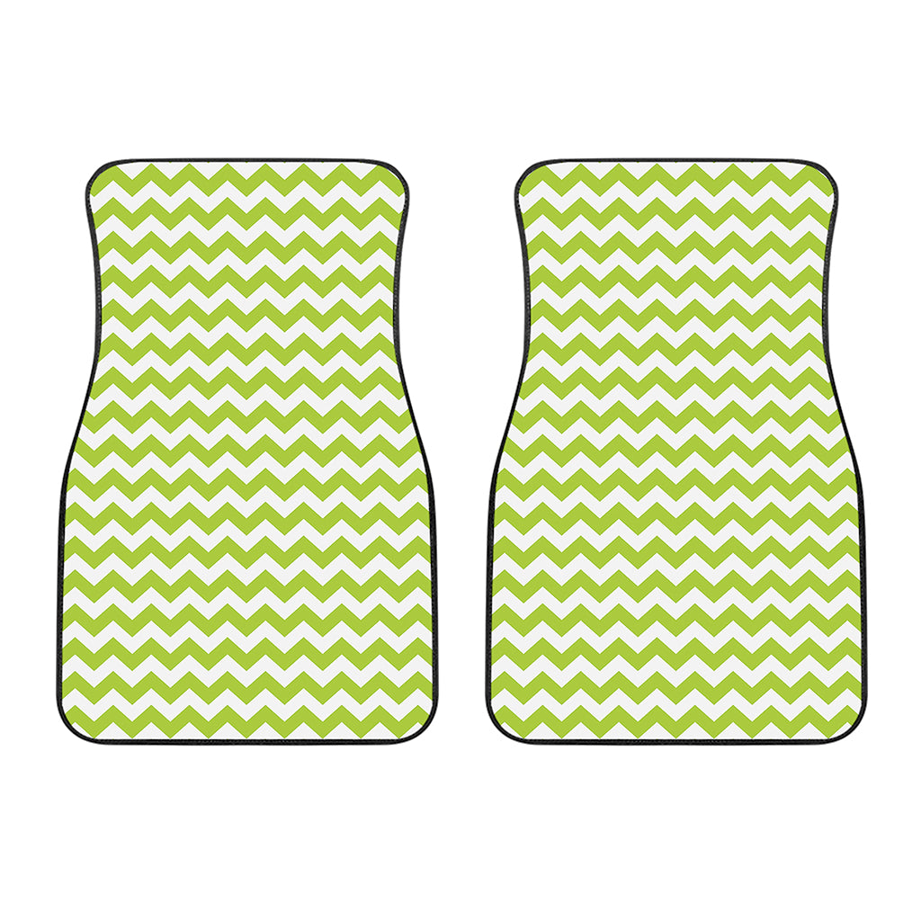 Lime Green And White Chevron Print Front Car Floor Mats