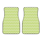 Lime Green And White Chevron Print Front Car Floor Mats