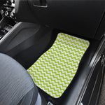 Lime Green And White Chevron Print Front Car Floor Mats