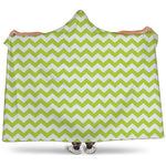 Lime Green And White Chevron Print Hooded Blanket