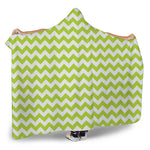 Lime Green And White Chevron Print Hooded Blanket