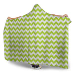 Lime Green And White Chevron Print Hooded Blanket