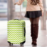 Lime Green And White Chevron Print Luggage Cover