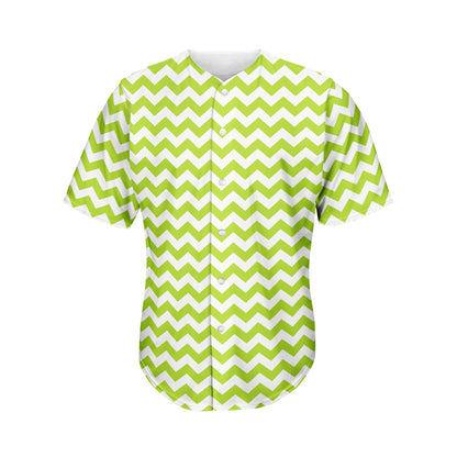 Lime Green And White Chevron Print Men's Baseball Jersey