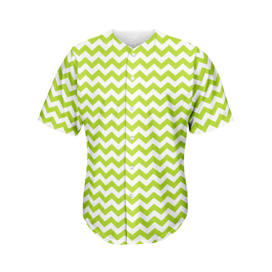 Lime Green And White Chevron Print Men's Baseball Jersey