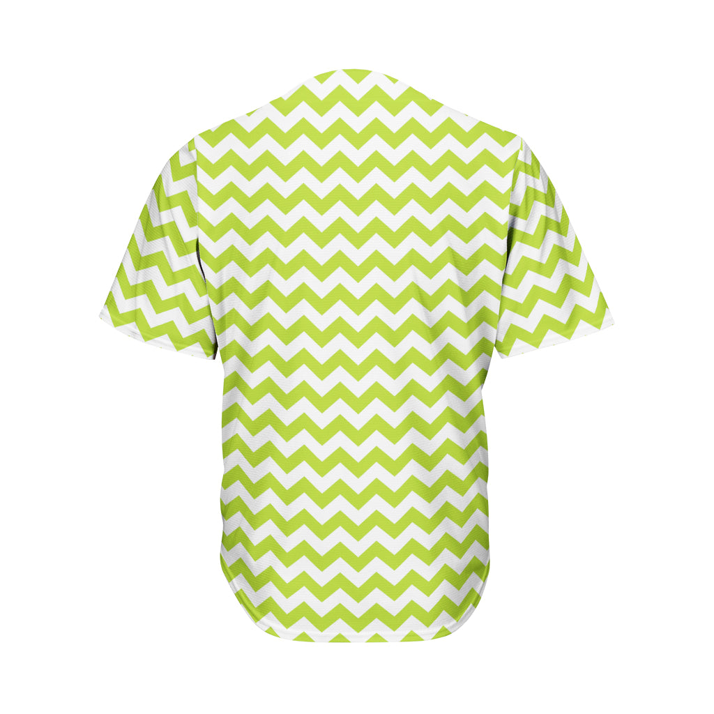 Lime Green And White Chevron Print Men's Baseball Jersey