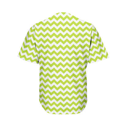 Lime Green And White Chevron Print Men's Baseball Jersey