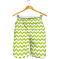 Lime Green And White Chevron Print Men's Shorts