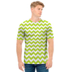 Lime Green And White Chevron Print Men's T-Shirt