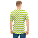 Lime Green And White Chevron Print Men's T-Shirt