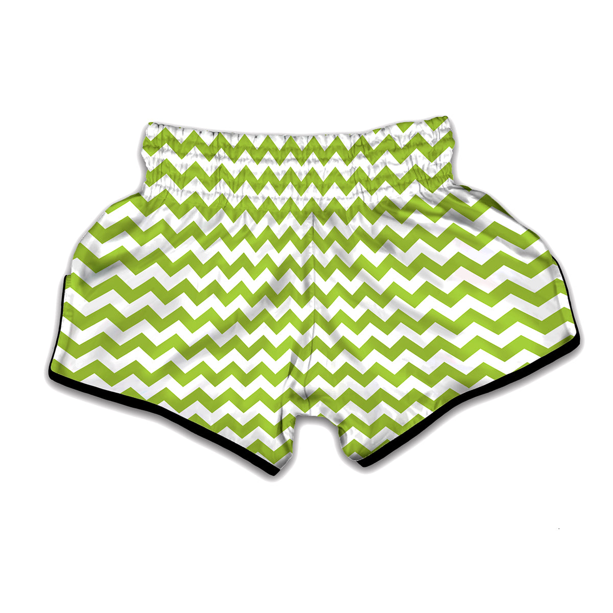 Lime Green And White Chevron Print Muay Thai Boxing Shorts