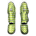 Lime Green And White Chevron Print Muay Thai Shin Guards
