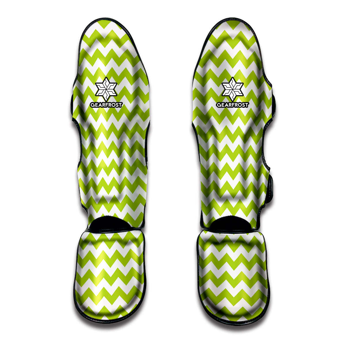 Lime Green And White Chevron Print Muay Thai Shin Guard
