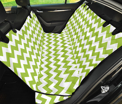 Lime Green And White Chevron Print Pet Car Back Seat Cover