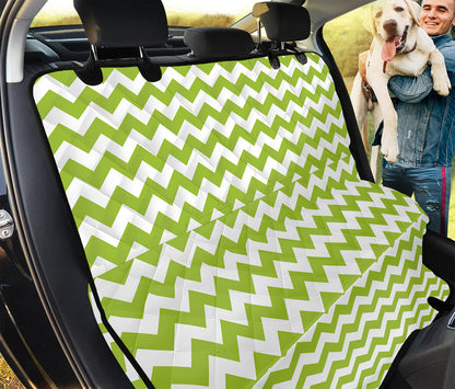 Lime Green And White Chevron Print Pet Car Back Seat Cover