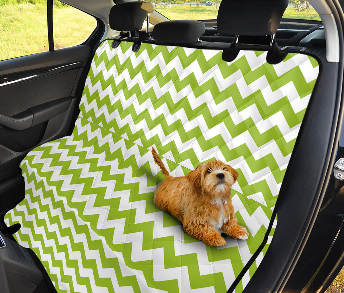 Lime Green And White Chevron Print Pet Car Back Seat Cover