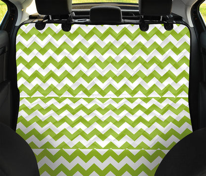 Lime Green And White Chevron Print Pet Car Back Seat Cover