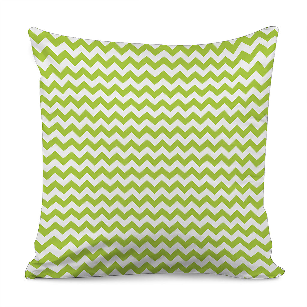 Lime Green And White Chevron Print Pillow Cover