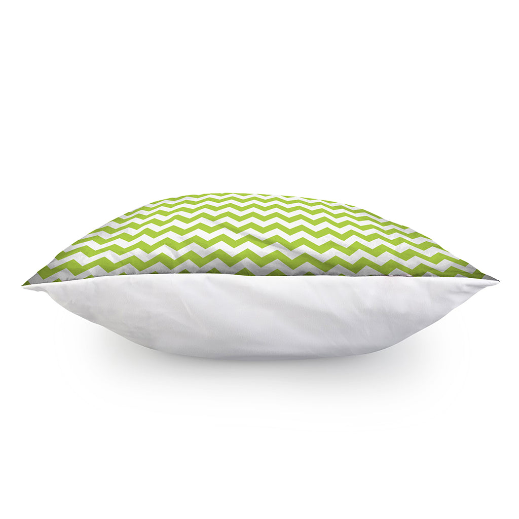 Lime Green And White Chevron Print Pillow Cover