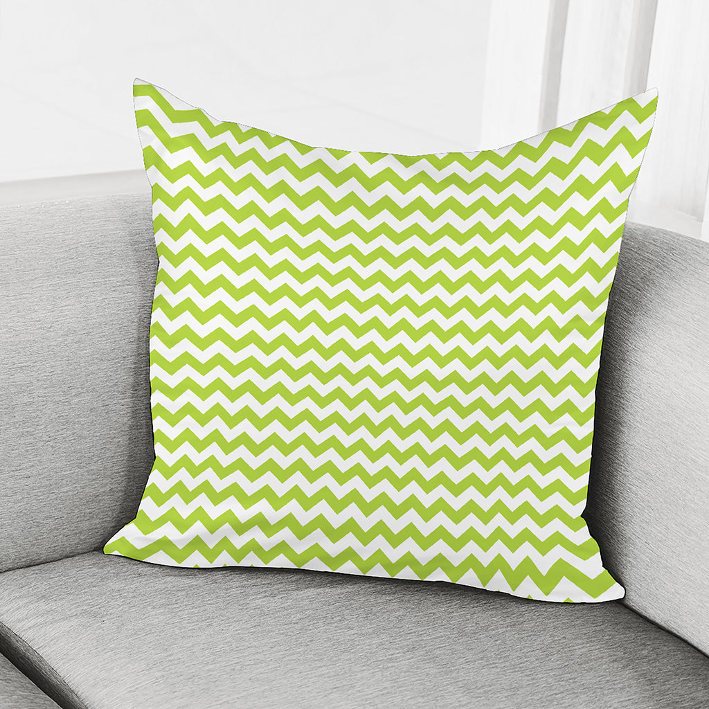 Lime Green And White Chevron Print Pillow Cover