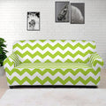 Lime Green And White Chevron Print Sofa Cover
