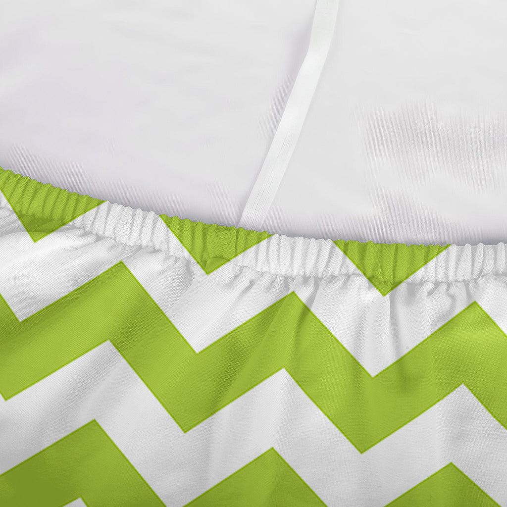 Lime Green And White Chevron Print Sofa Cover