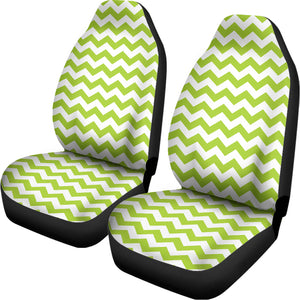 Lime Green And White Chevron Print Universal Fit Car Seat Covers