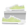 Lime Green And White Chevron Print White Low Top Sneakers