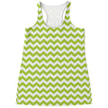 Lime Green And White Chevron Print Women's Racerback Tank Top
