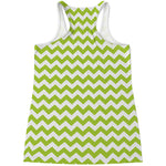 Lime Green And White Chevron Print Women's Racerback Tank Top