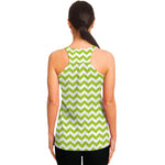 Lime Green And White Chevron Print Women's Racerback Tank Top