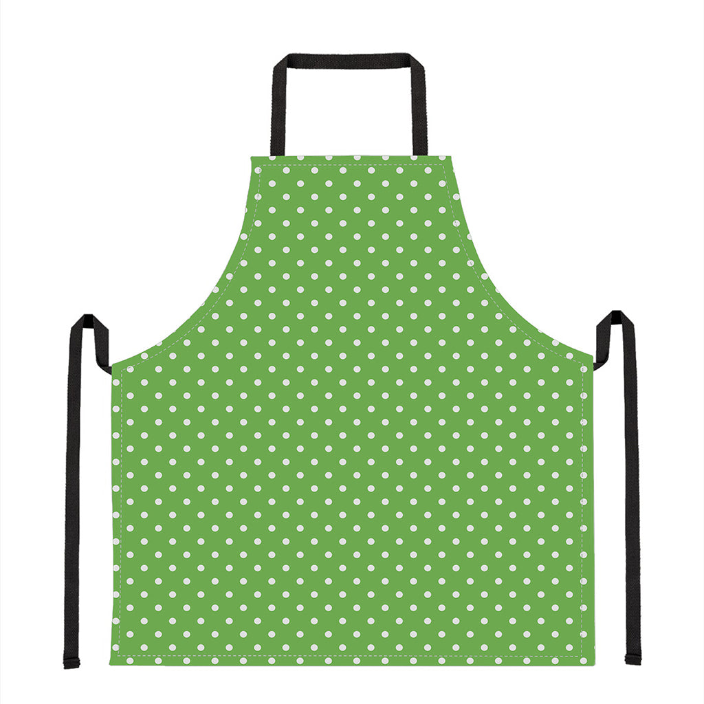 Lime Green And White Polka Dot Print Apron