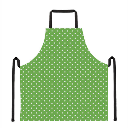 Lime Green And White Polka Dot Print Apron