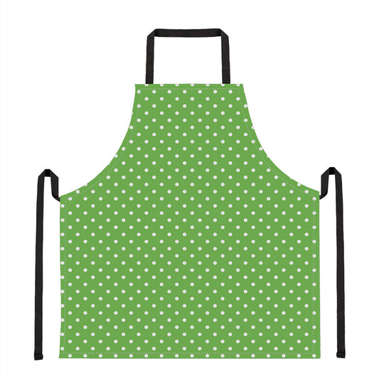 Lime Green And White Polka Dot Print Apron