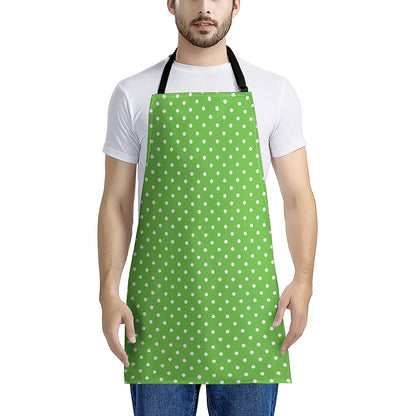 Lime Green And White Polka Dot Print Apron