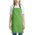 Lime Green And White Polka Dot Print Apron