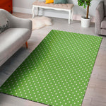Lime Green And White Polka Dot Print Area Rug