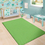 Lime Green And White Polka Dot Print Area Rug