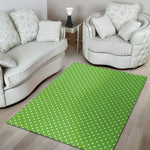 Lime Green And White Polka Dot Print Area Rug