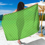 Lime Green And White Polka Dot Print Beach Sarong Wrap