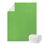 Lime Green And White Polka Dot Print Blanket