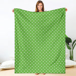Lime Green And White Polka Dot Print Blanket