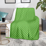 Lime Green And White Polka Dot Print Blanket
