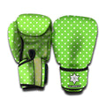 Lime Green And White Polka Dot Print Boxing Gloves
