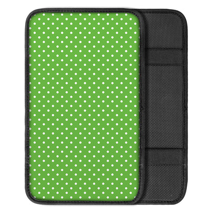 Lime Green And White Polka Dot Print Car Center Console Cover